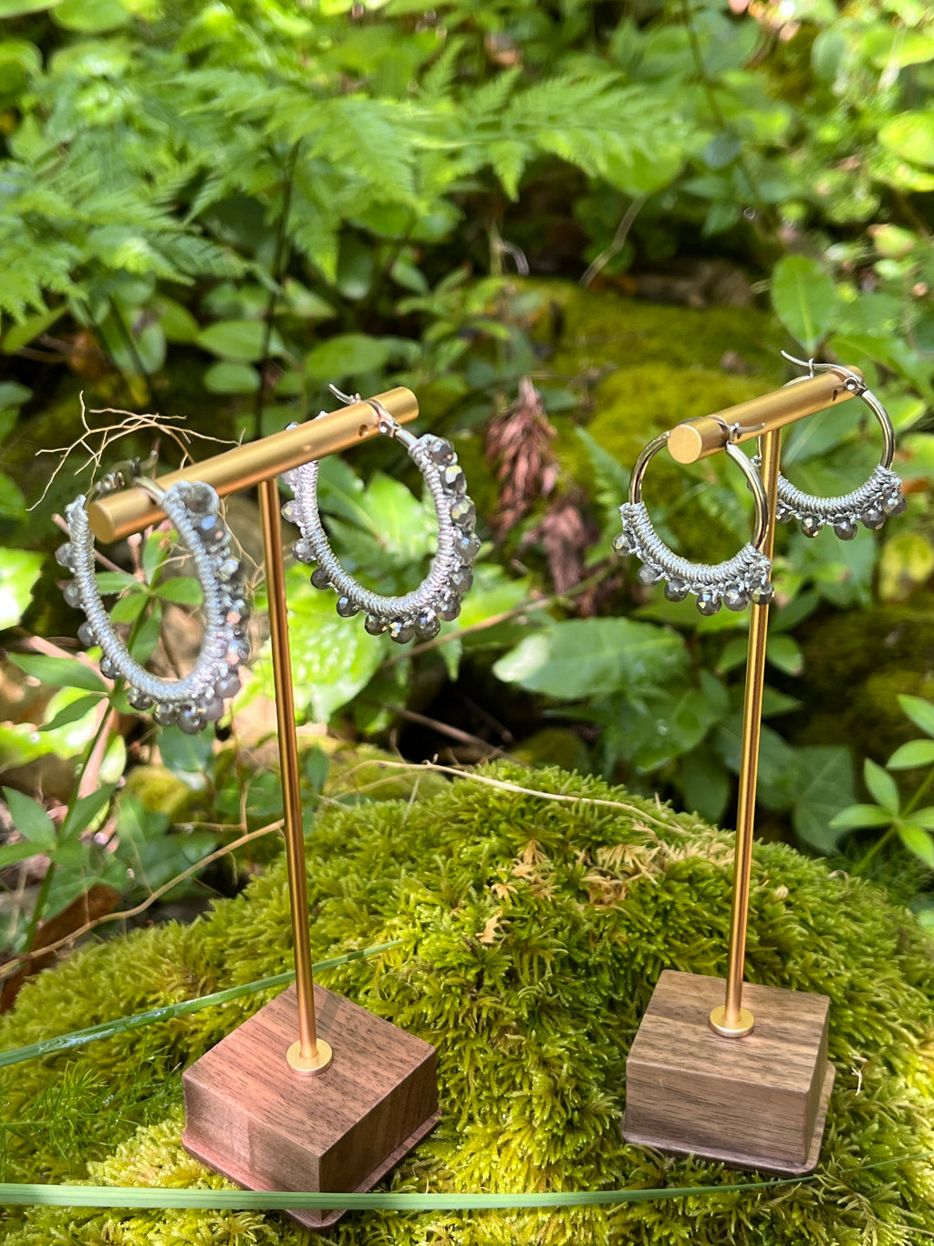 Boucles d’oreilles argentées en crochet faites main